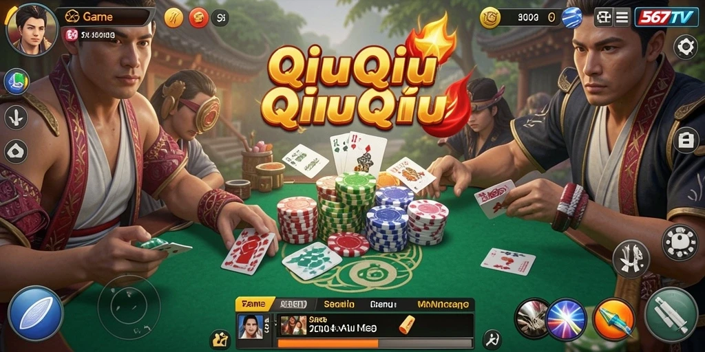 Screenshot gameplay seru dari 567TV menunjukkan momen menegangkan QiuQiu.