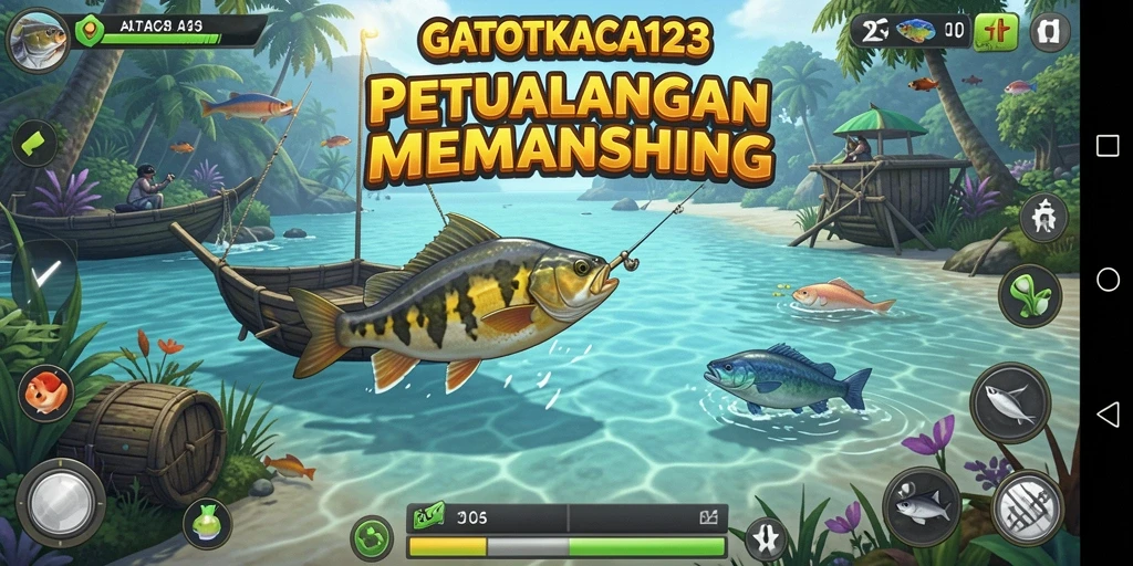 Screenshot GATOTKACA123 menampilkan gameplay memancing yang seru.