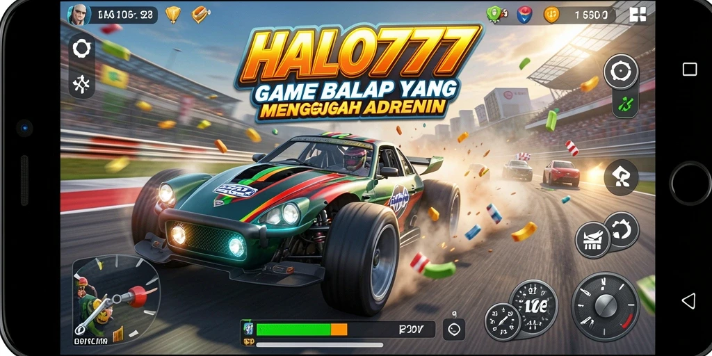 Tampilan gameplay balapan seru di HALO777 dengan grafis yang memukau.