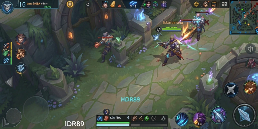 Tangkapan layar gameplay IDR89 yang menampilkan karakter bertarung.