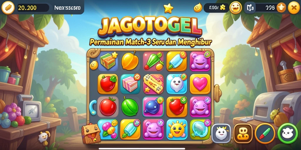 Tampilan gameplay seru di JAGOTOGEL, cocokkan item untuk skor tinggi.