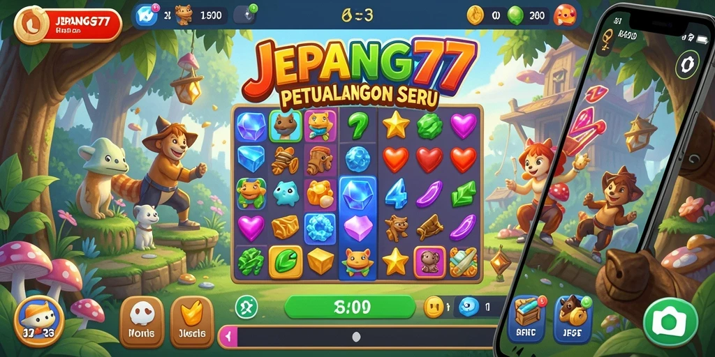 Tampilan gameplay seru dalam JEPANG77 yang menantang.