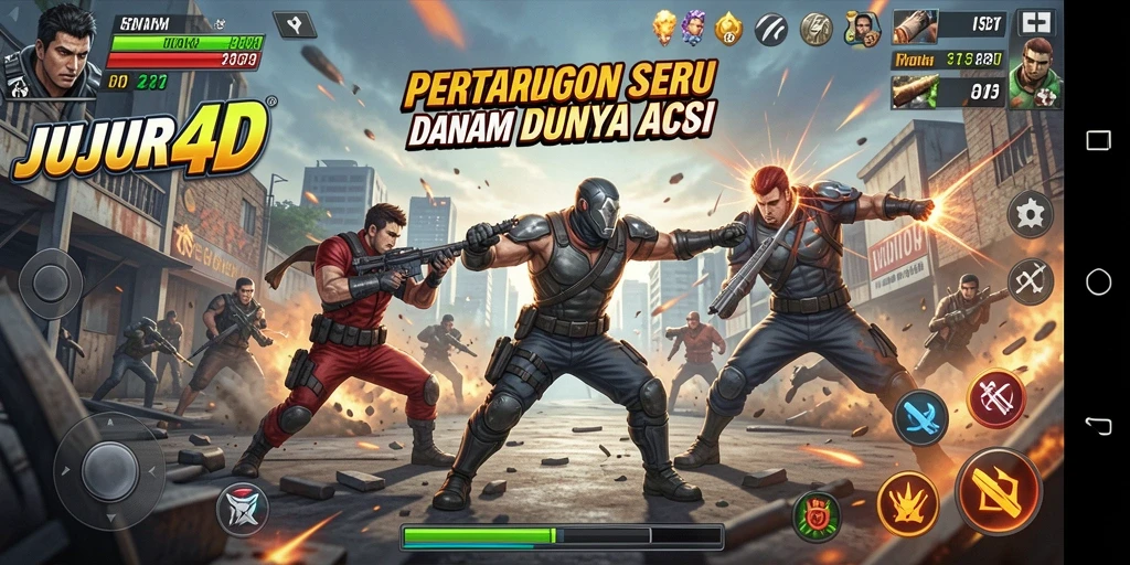 Tampilan gameplay JUJUR4D yang penuh aksi dan seru.
