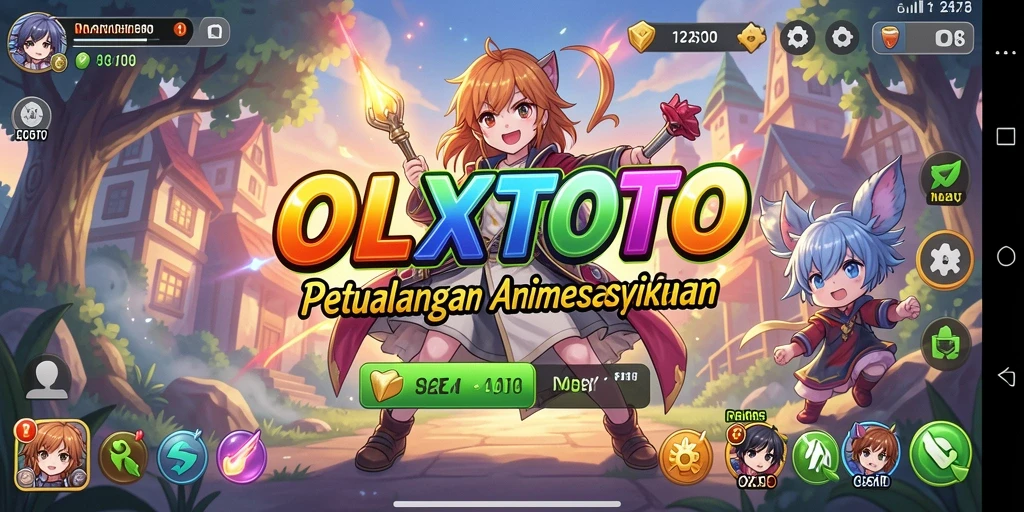 Tampilan dinamis gameplay OLXTOTO dengan karakter anime.