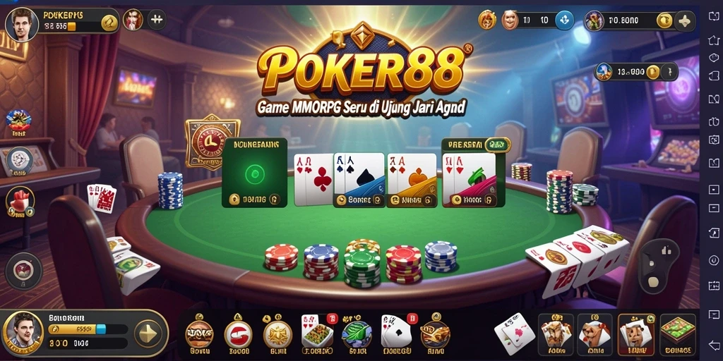 Screenshot gameplay POKER88 menampilkan karakter petualang dalam aksi.