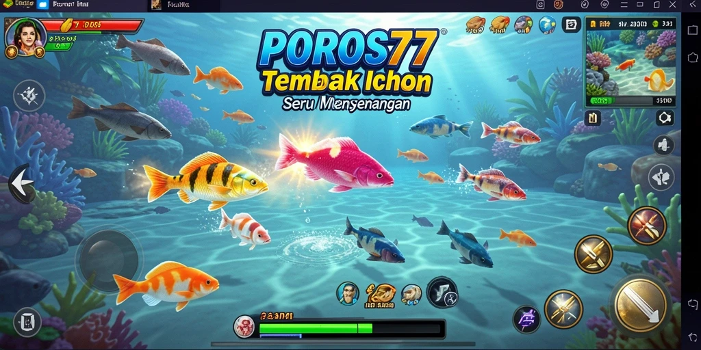Tampilan menarik dari gameplay Tembak Ikan POROS77 yang penuh warna.