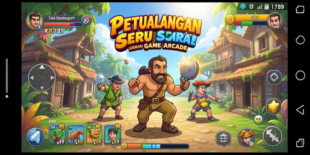 Screenshot utama RR789 menampilkan aksi gameplay Arcade yang seru.