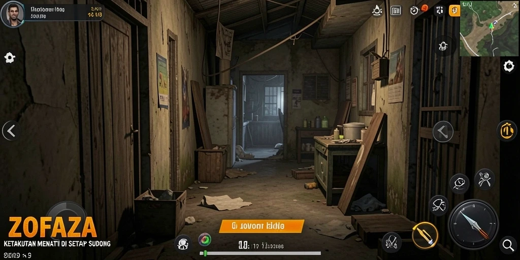 Gameplay ZOFAZA dengan suasana horror yang mendalam.